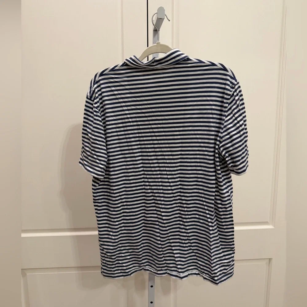 Men's Polo by Ralph Lauren Navy and White striped Polo size Large
